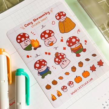 Cozy Shroomby Mushroom Planner Sticker Sheet