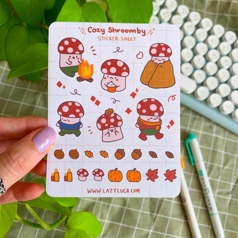 Cozy Shroomby Mushroom Planner Sticker Sheet