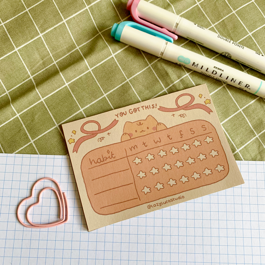 Kitty Habit Tracker Paper Memo Pad