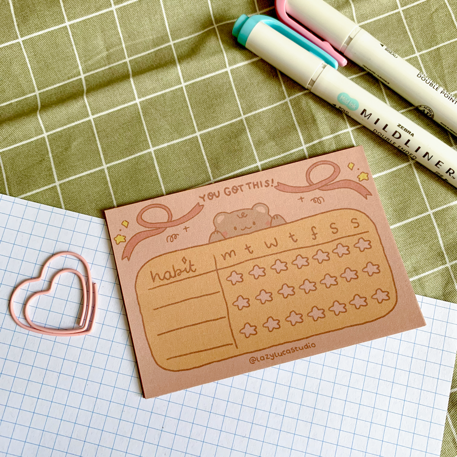 Kuma Bear Habit Tracker Paper Memo Pad