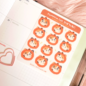 Calico Pumpkin Cat Planner Sticker Sheet