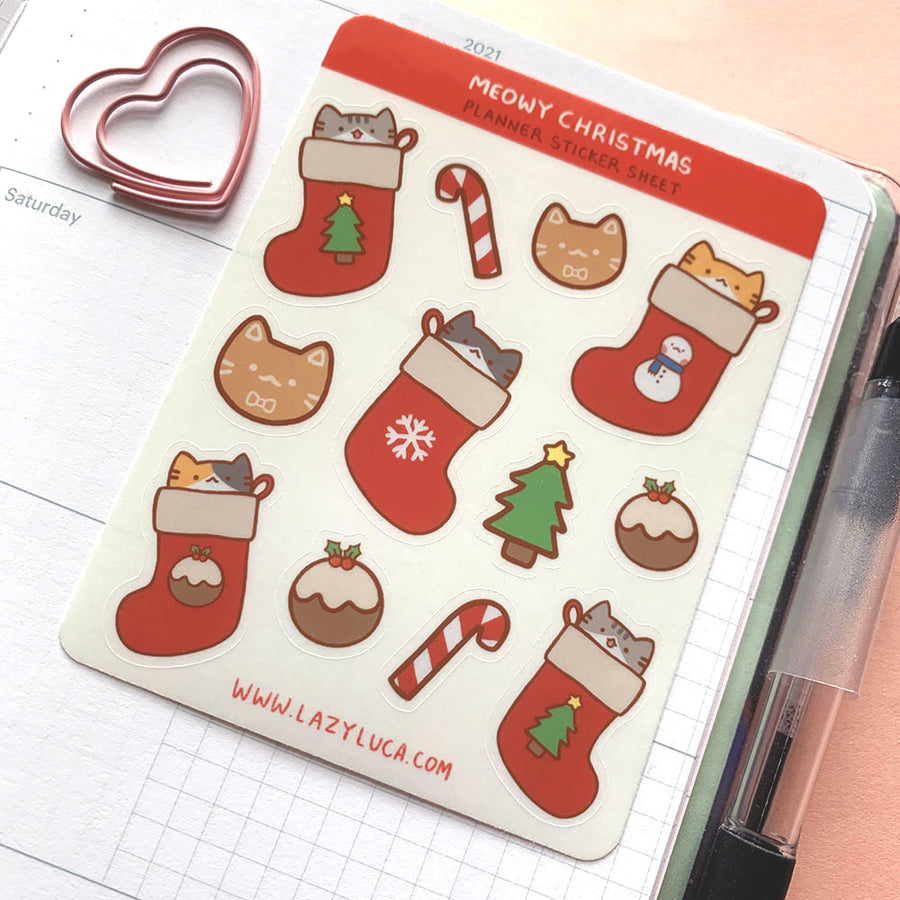 Meowy Christmas Planner Sticker Sheet