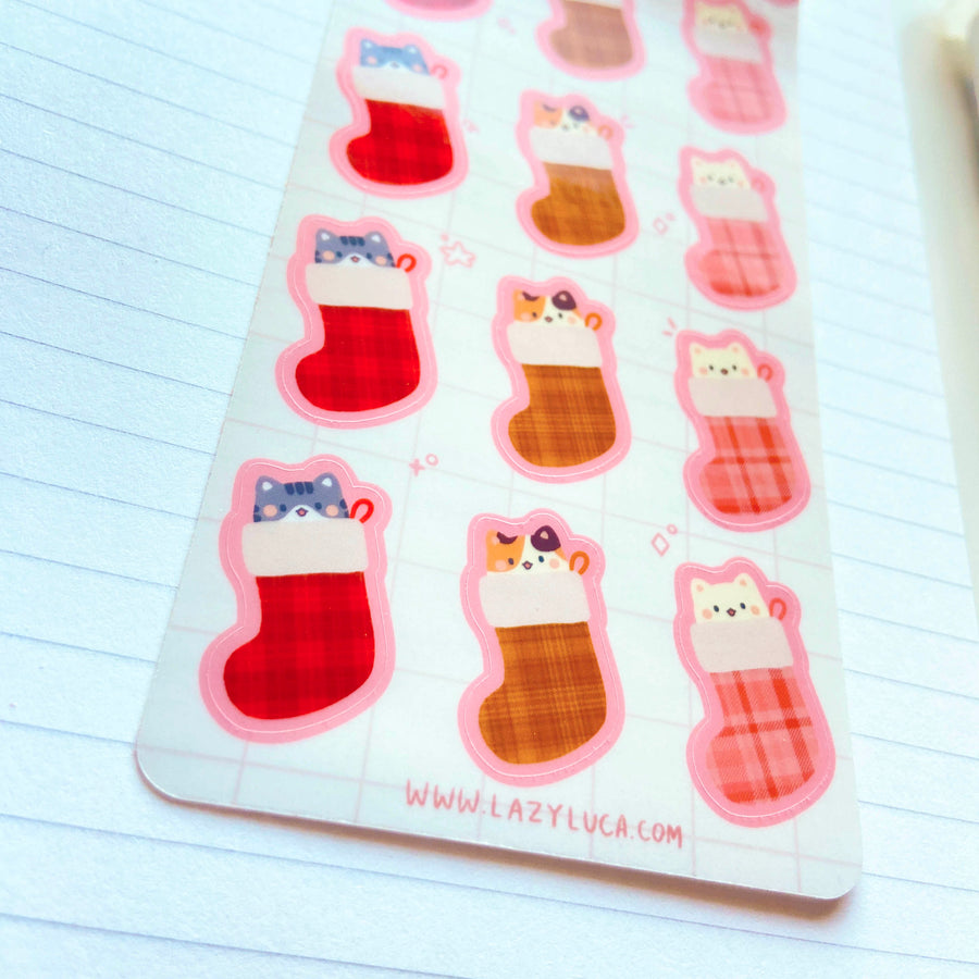 Merry Meow Stocking Planner Sticker Sheet