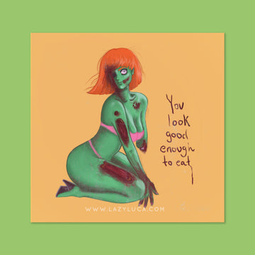 Zombie Pin-Up Girl Matte Art Print