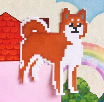 Shiba Inu Pixel Vinyl Sticker